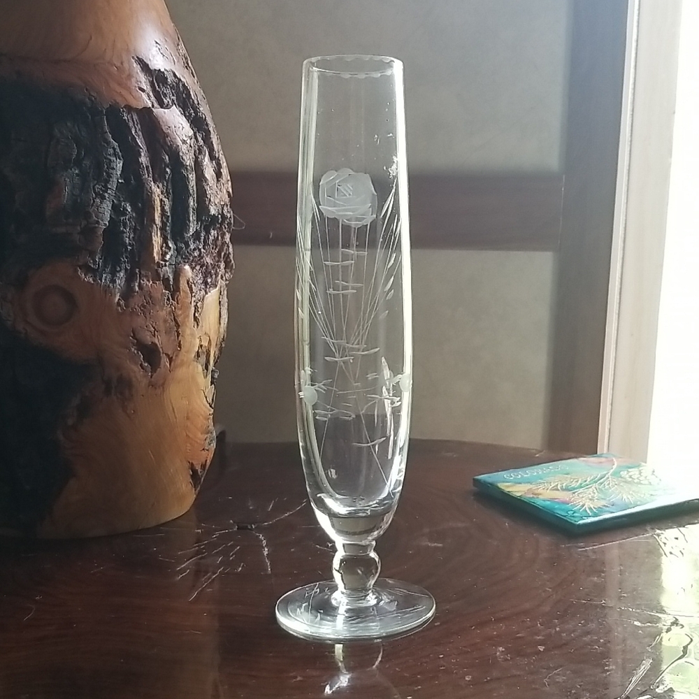 Elegant Etched Crystal Vase